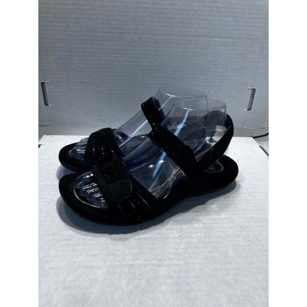 Abeo Black Leather Womens Sandals Size 6N With Bio System Technology
